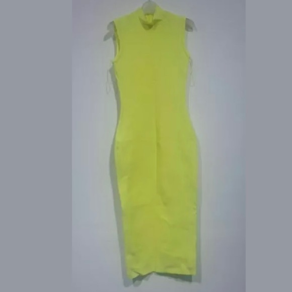 New NWOT HOCB Neon Green MIDI Bandage Dress - Picture 6 of 7
